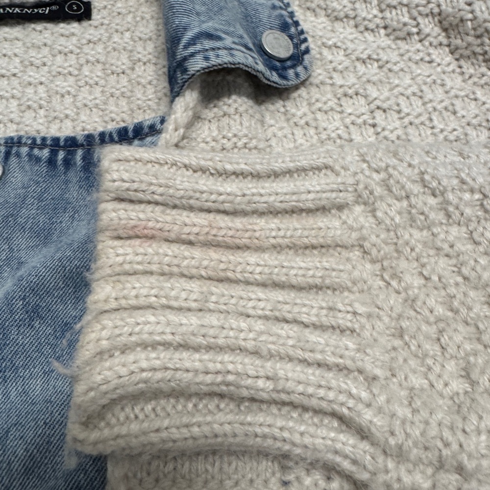 Blank NYC Denim and Cream Knit Cardigan - Picture 2 of 6